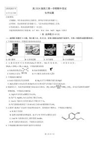 2024届重庆九龙坡高三上(11月期中)-化学试题（含答案）