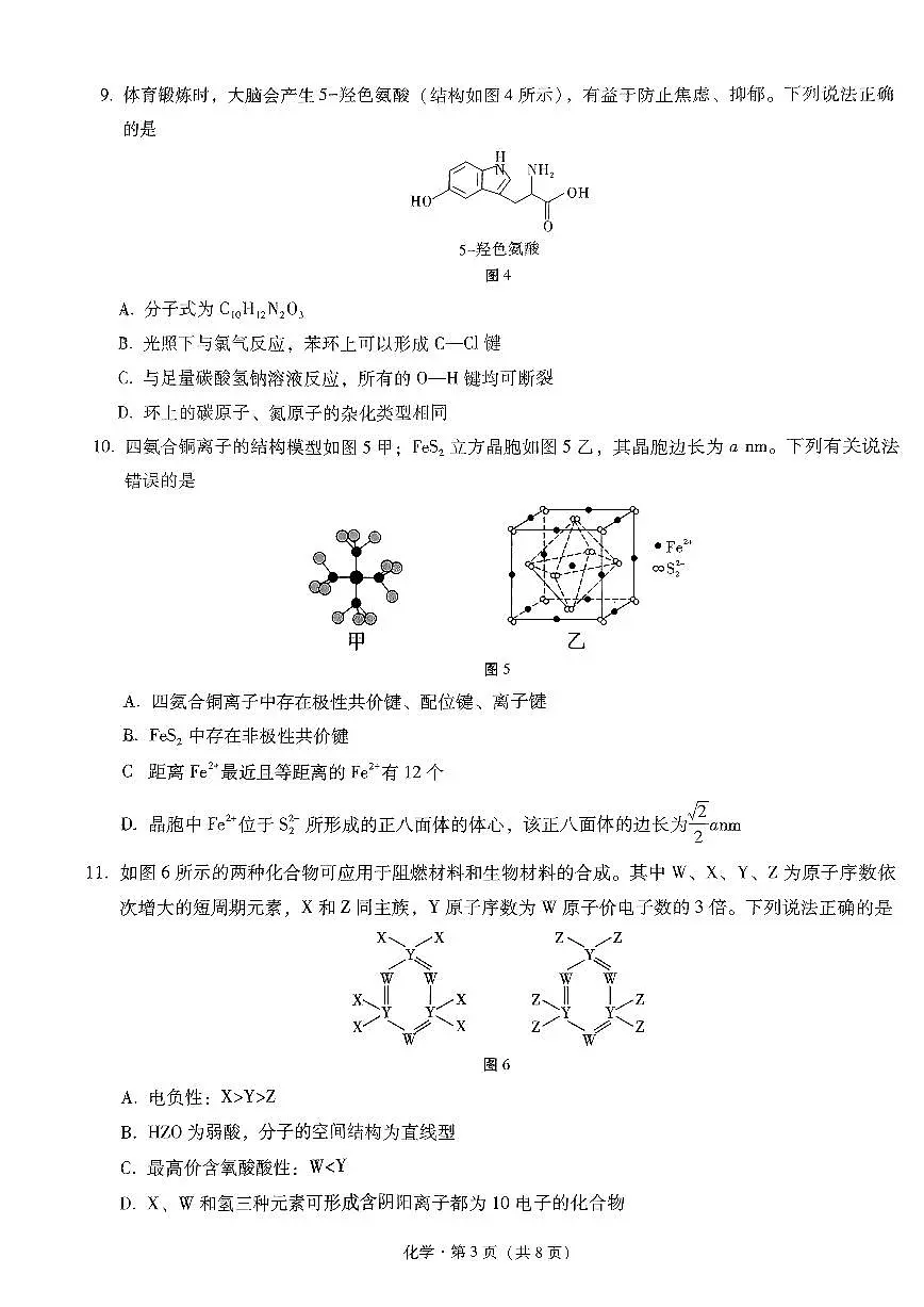 2024届重庆市巴蜀中学高三5月适应月考(十)-化学试卷(含答案)第3页