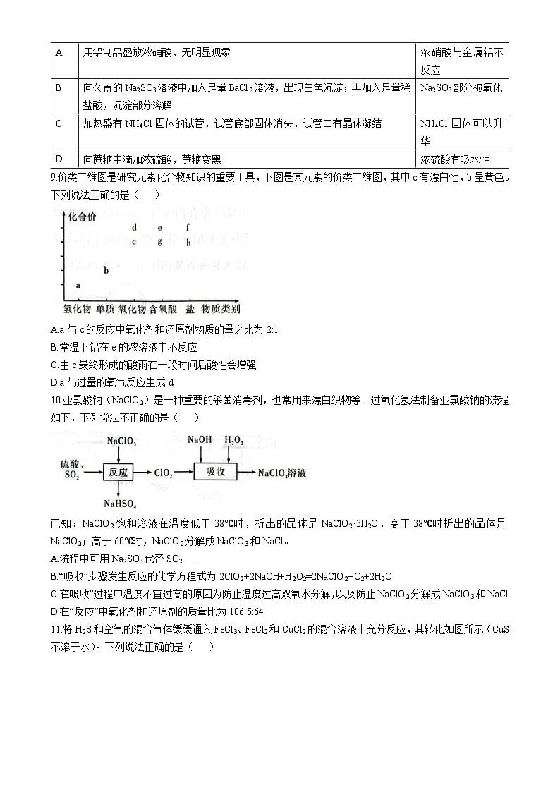湖南省炎德英才名校联合体2024-2025学年高一下学期3月月考 化学试题第3页