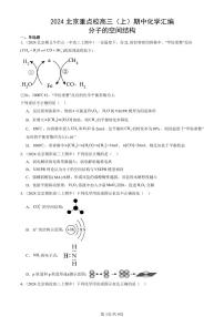 2024北京重点校高三（上）期中真题化学汇编：分子的空间结构