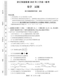浙江强基联盟2024-2025学年高一下学期3月联考化学试题（含答案）