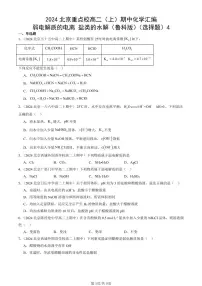 2024北京重点校高二(上)期中真题化学汇编:弱电解质的电离 盐类的水解(鲁科版)(选择题)4