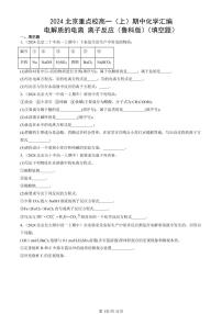 2024北京重点校高一（上）期中真题化学汇编：电解质的电离 离子反应（鲁科版）（填空题）