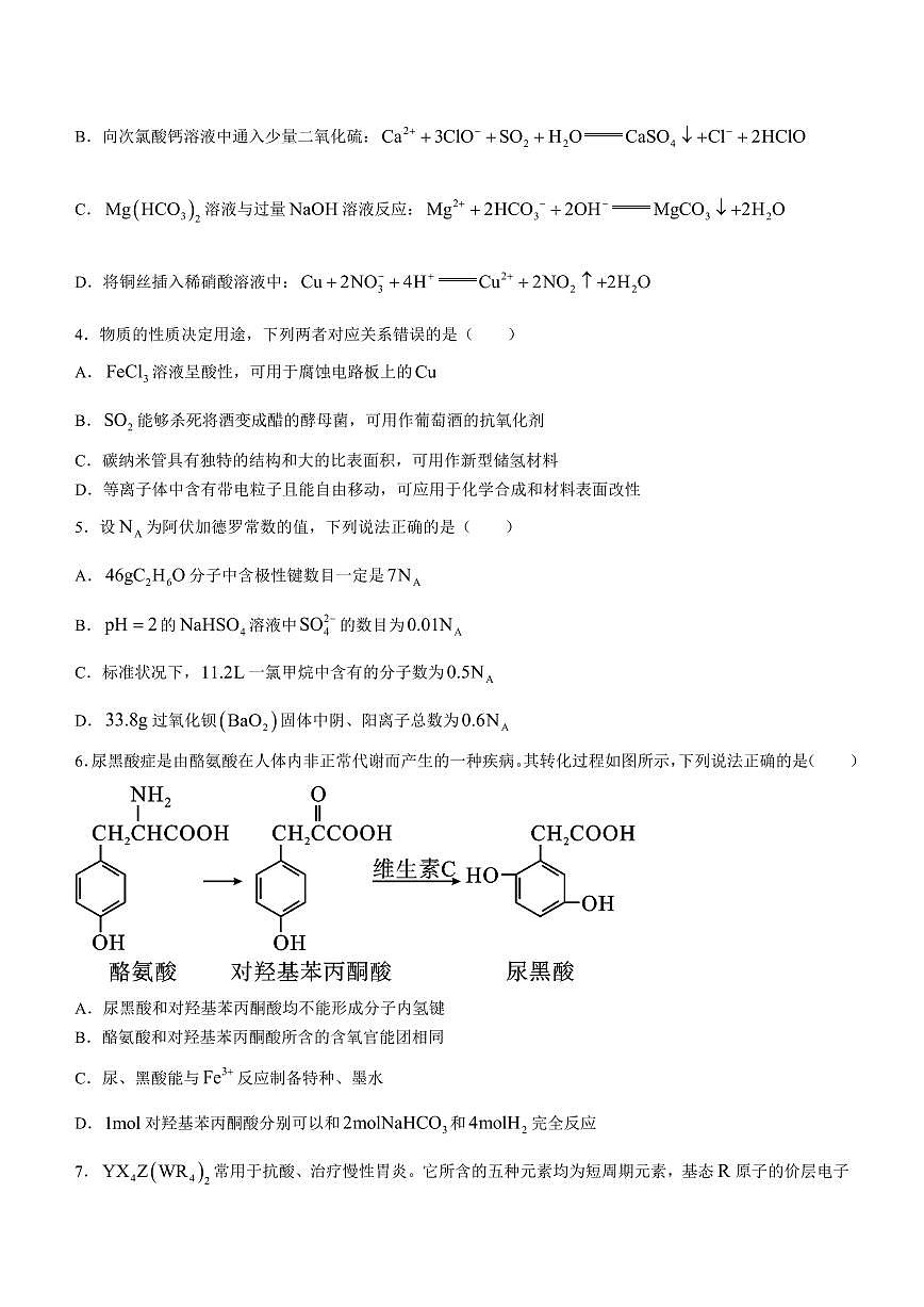 湖南省邵阳市2024届高三下学期二模-化学试卷(含答案)第2页