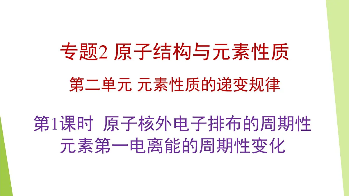 苏教版高中化学选择性必修2《2-2-1 原子核外电子排布的周期性 元素第一电离能的周期性变化》课件第1页