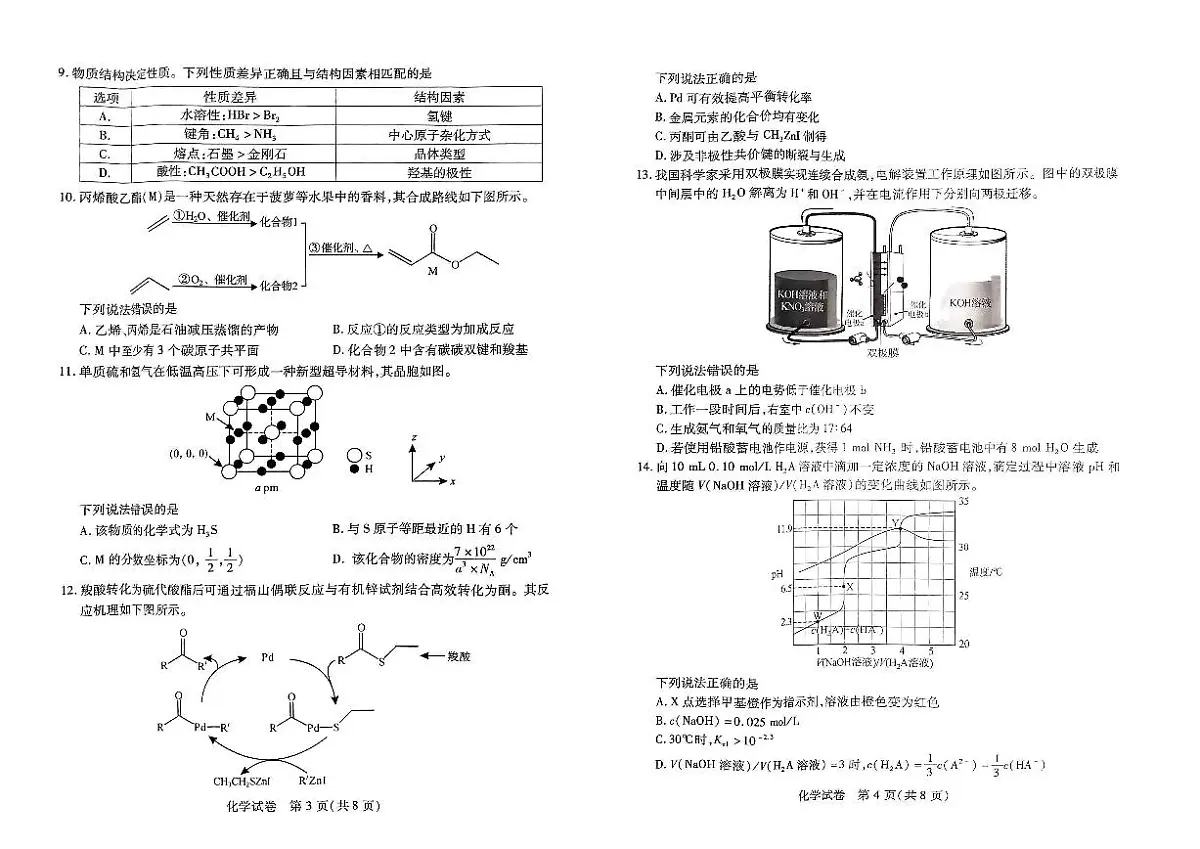 河南省2024届教科院新高三8月起点摸底大联考(摸底考)-化学试题(含答案)第2页