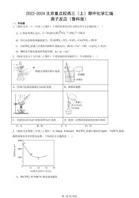 2022-2024北京重點(diǎn)校高三（上）期中真題化學(xué)匯編：離子反應(yīng)（魯科版）
