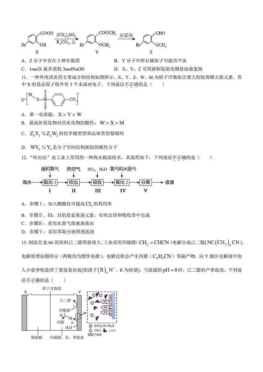 2024届浙江省9+1高中联盟高三上学期期中联考(11月)-化学试题(含答案)第3页