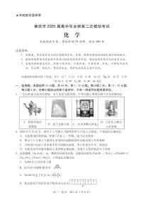 广东省肇庆市肇庆2025届高中毕业班第二次模拟考试  化学试卷（含答案）