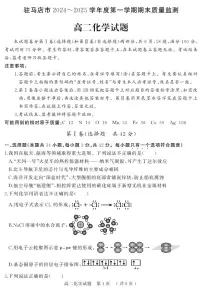 河南驻马店市2024-2025学年高二上学期期末(1月)化学试卷(含答案)