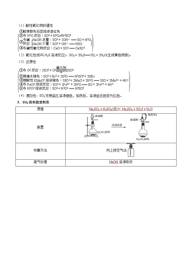 专题01 硫及其化合物(考点清单)(讲+练)(解析版)第3页