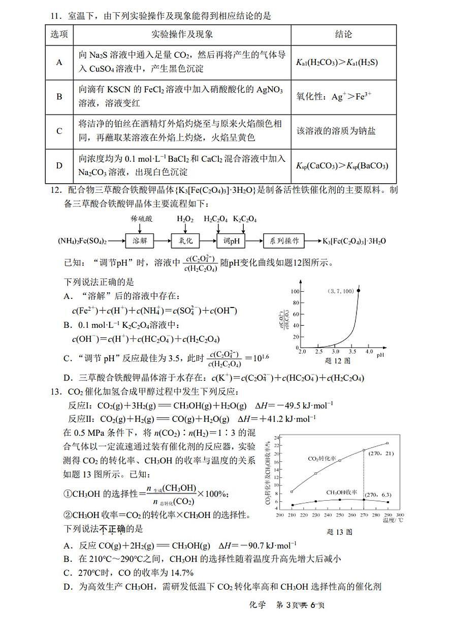 江苏新高考基地学校2025届高三下学期第二次大联考化学试题+答案第3页