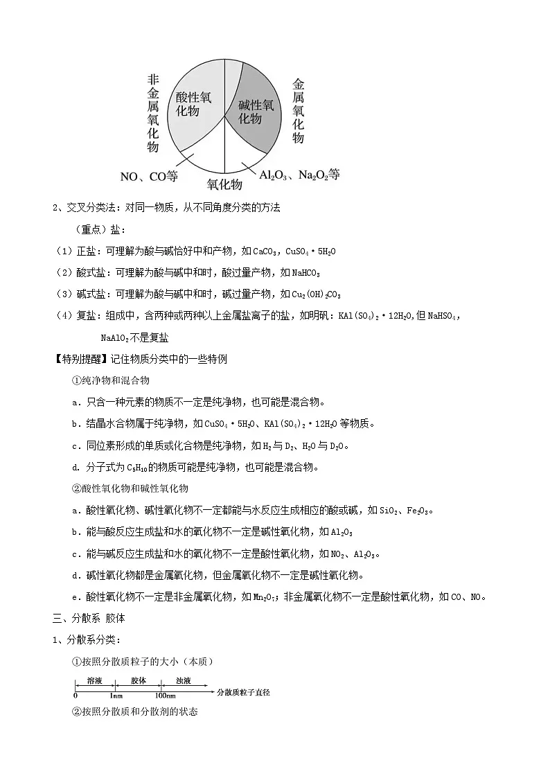 人教版(2019)高中化学必修第一册期末复习知识点考点提纲 学案第2页