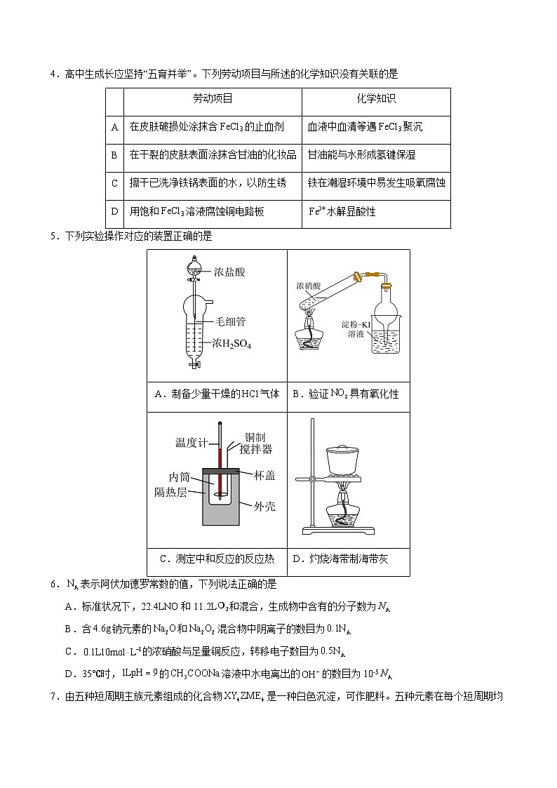 2025年高考第三次模拟考试:化学(黑吉辽蒙卷)(考试版)第2页