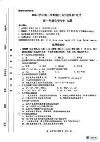 浙江G5联盟2024-2025学年高一下学期期中考试化学试题+答案