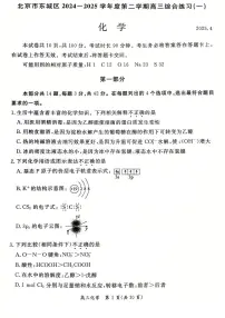 2025年北京市东城区高三一模化学试题（含答案）
