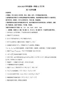 山东省济宁市嘉祥县第一中学2024-2025学年高二上学期第二次月考化学试题（Word版附解析）