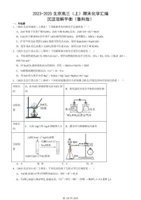 2023-2025北京高三（上）期末真题化学汇编：沉淀溶解平衡（鲁科版）