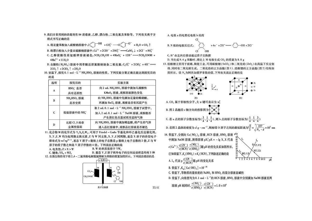 河南省鹤壁市高中2024-2025学年高三下学期第十三次模拟考试化学试卷(含答案)第2页