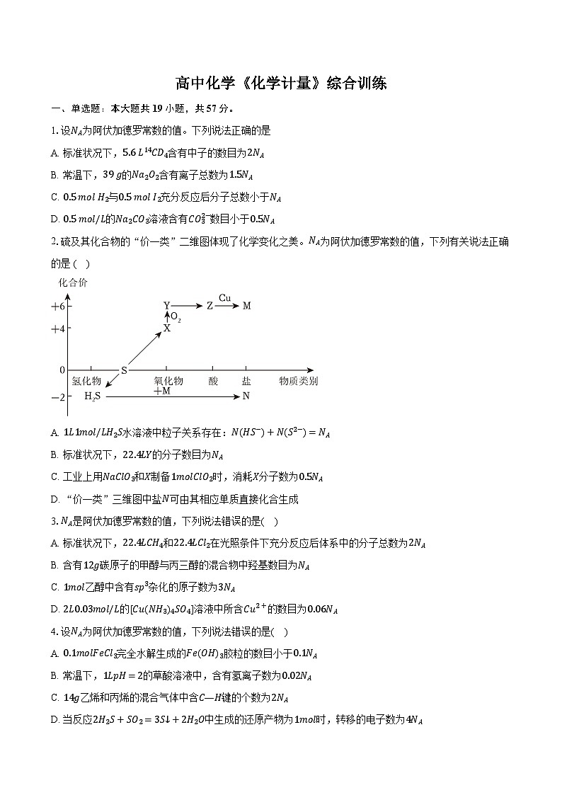 新课标高考化学专题训练 《化学计量》综合训练第1页