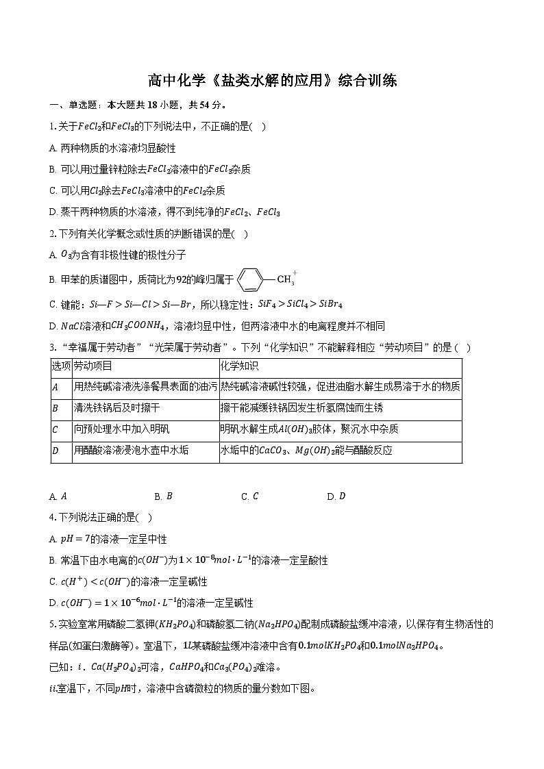 新课标高考化学专题训练 《盐类水解的应用》综合训练第1页