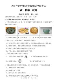 广西玉林市八校2024-2025学年高一下学期4月期中联合调研测试 化学试题（PDF版含答案）