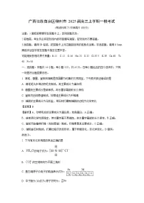 广西壮族自治区柳州市2025届高三上学期一模考试化学试卷（解析版）