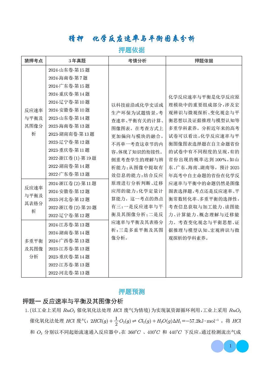 化学反应速率与平衡图表分析(解析版)第1页