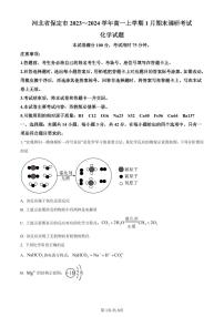 河北省保定市2023-2024学年高一上学期1月期末化学试题（含答案）