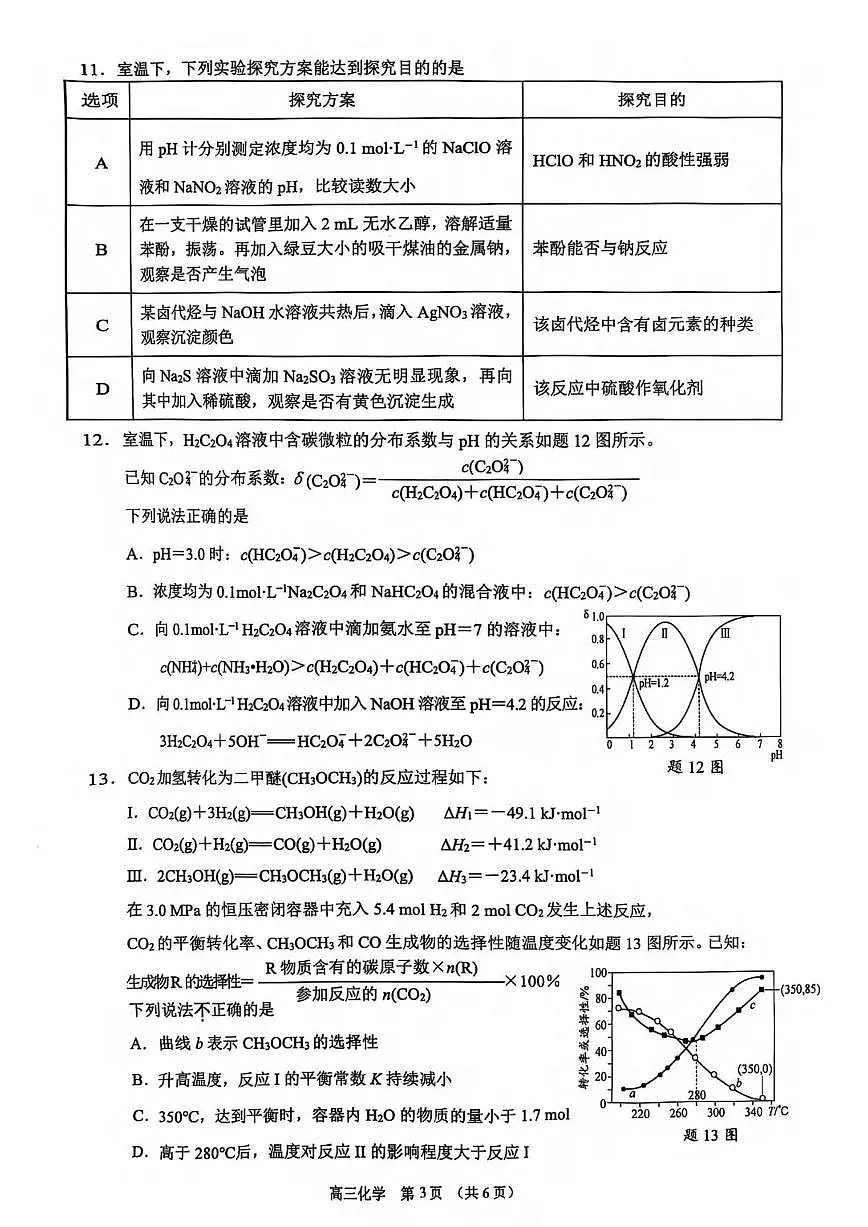 化学丨江苏省苏锡常镇四市2025届高三下学期5月教学情况调研(二)(苏锡常镇二模)化学试卷及答案第3页