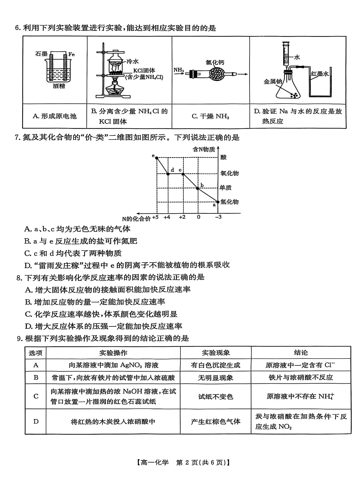 河北省保定市名校联盟2024-2025学年高一下学期4月期中考试 化学 PDF版含答案第2页