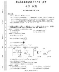 浙江省强基联盟2024-2025学年高一下学期4月期中联考试题 化学 PDF版含解析
