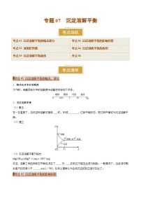 专题07 沉淀溶解平衡（考点清单）（讲+练）-2024-2025学年高二化学上学期期末考点大串讲（人教版2019）(原卷版+解析版)