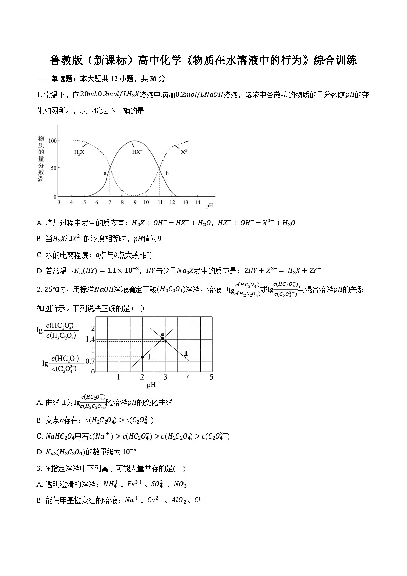 鲁科版(新课标)高考化学专题练习 《物质在水溶液中的行为》综合训练第1页