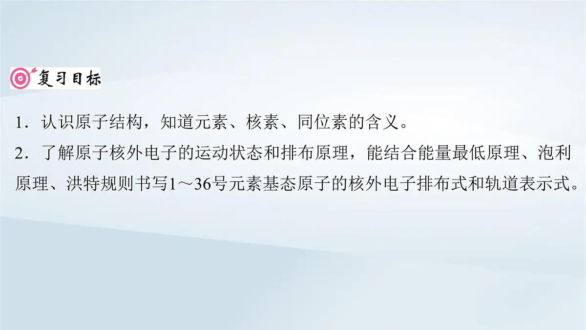 2025届高考化学一轮总复习课件 第6章 物质结构与性质元素周期律第27讲 原子结构核外电子排布规律第2页