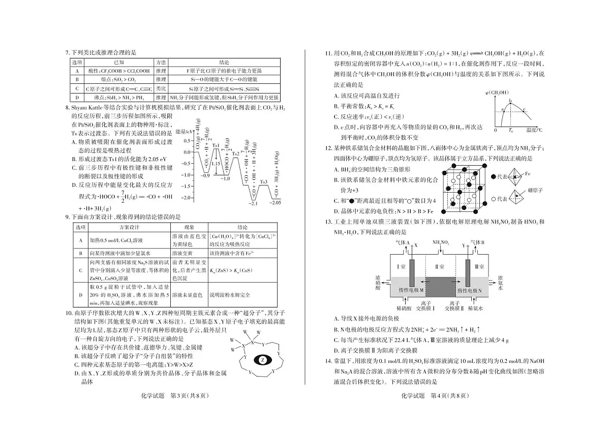 2025年高考考前适应性测试(押题卷) 试题 化学第2页