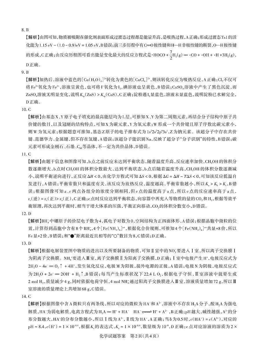 2025年高考考前适应性测试(押题卷) 答案与详解 化学第2页
