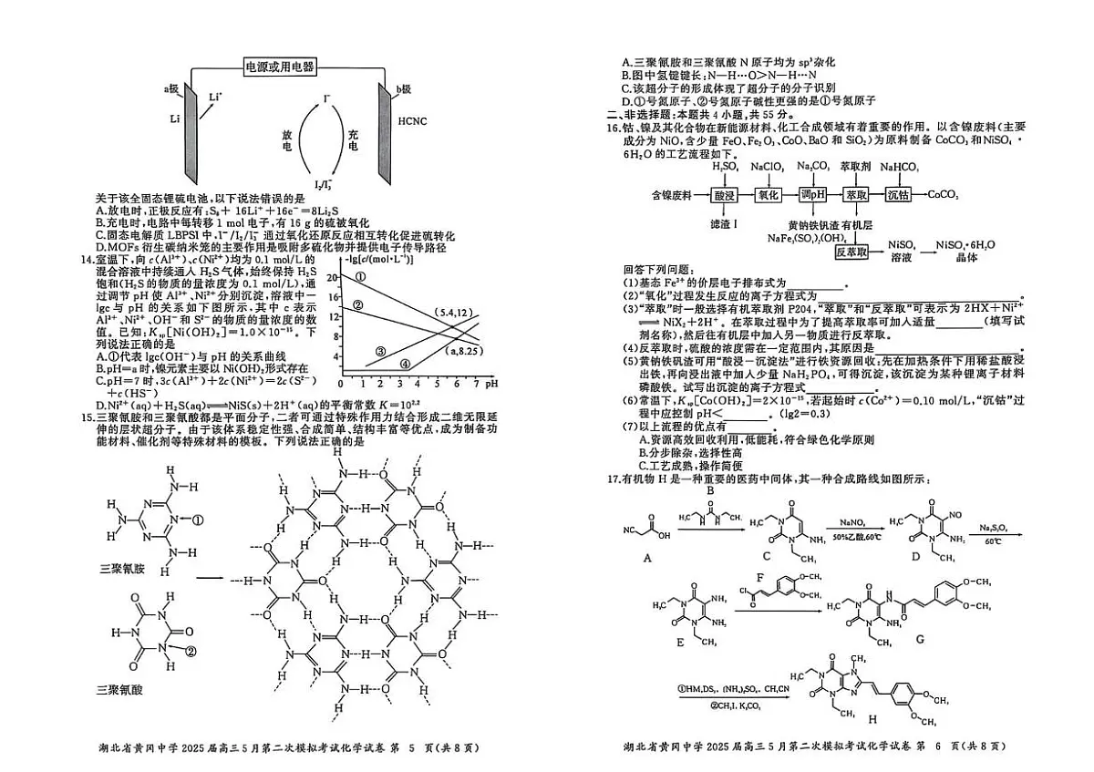 湖北黄冈中学2025届高三下学期5月第二次模拟预测化学试题(含答案)第3页