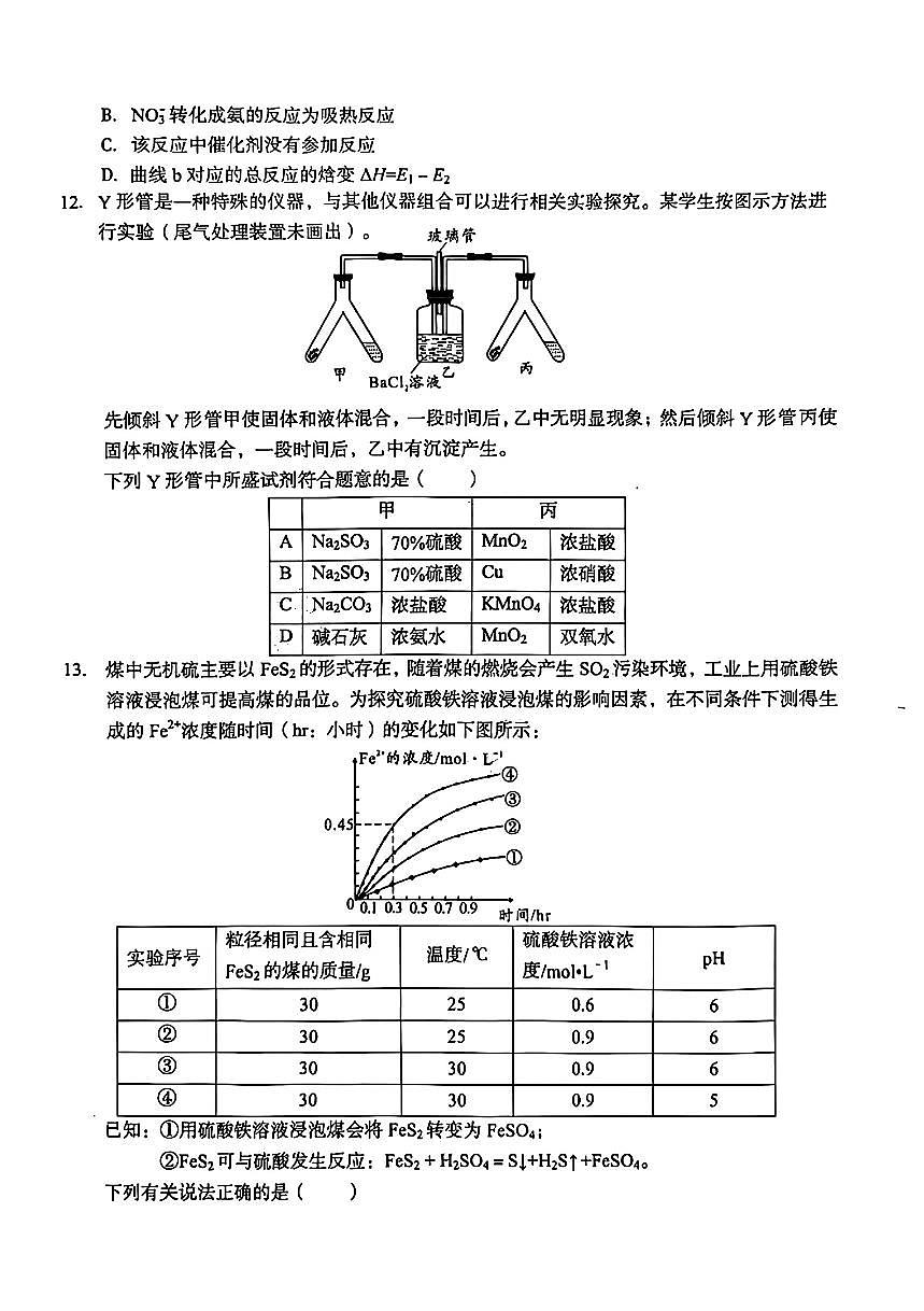【安徽卷】安徽省1号卷A10联盟2025届高三上学期11月段考(11.14-11.15) 化学试题卷第3页