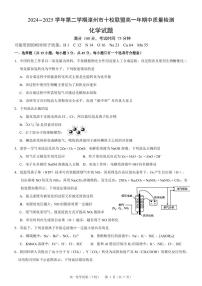 福建省漳州市十校联盟2024-2025学年高一下学期期中考试 化学试题（含答案）