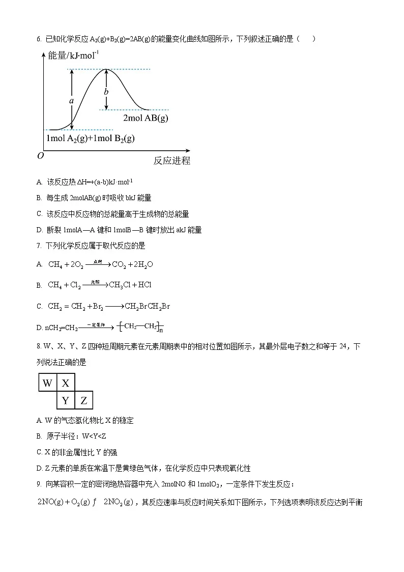 精品解析:福建省莆田第二十五中学2024-2025学年高一下学期期中考试化学试题(原卷版)第2页