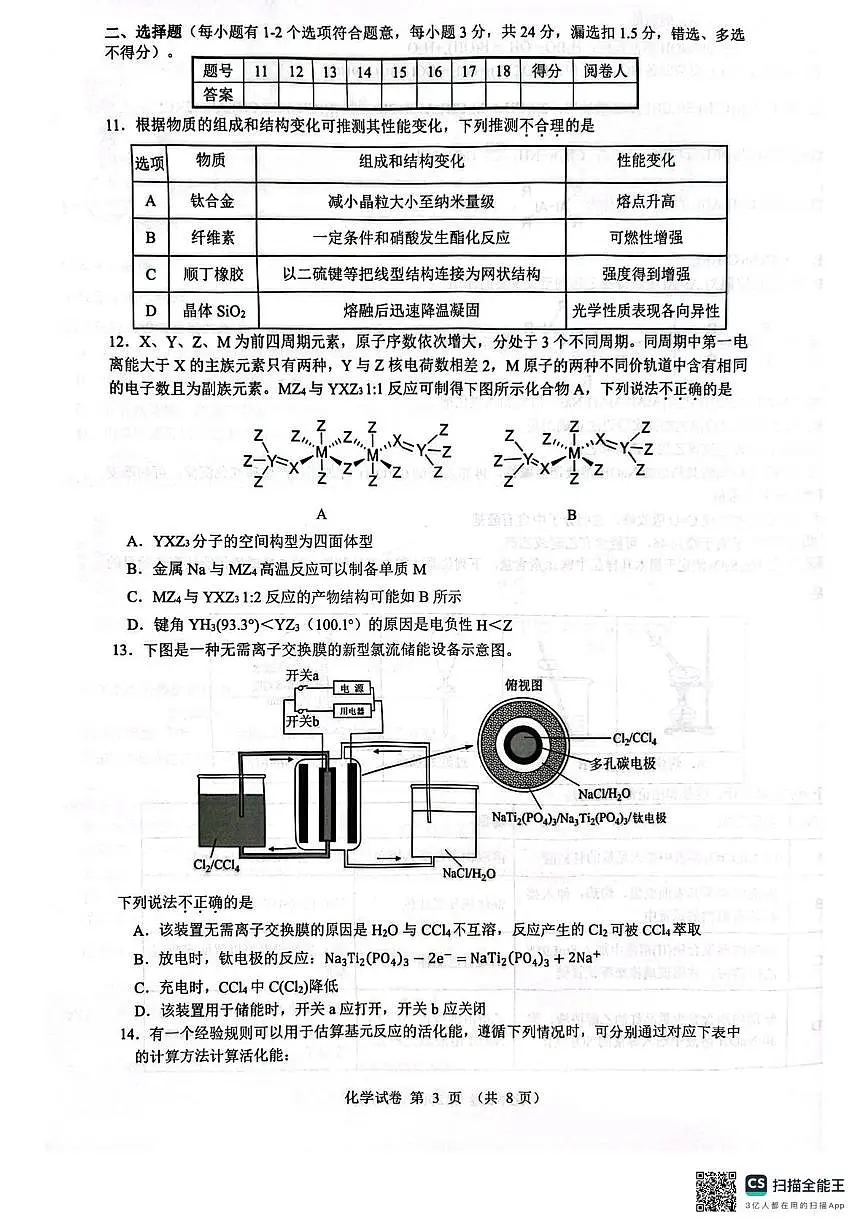 2025年第39届中国化学奥林匹克竞赛(江苏赛区)初赛试卷第3页