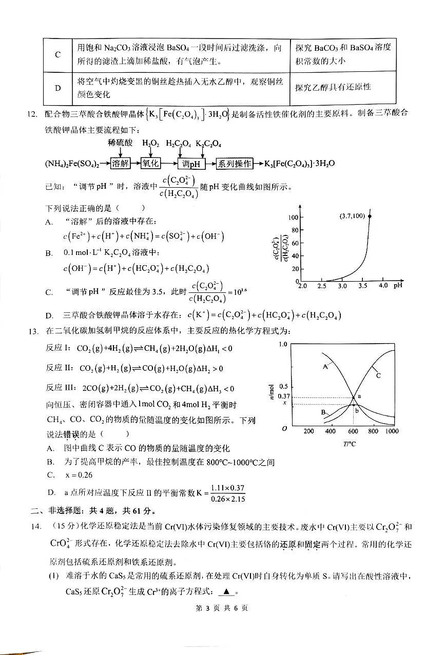 江苏省部分学校2024-2025学年高二下学期5月联考 化学试题 无答案第3页