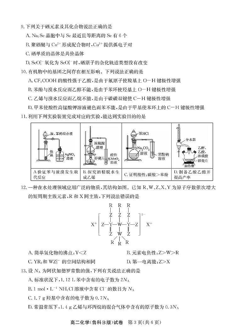 安徽省江南十校2024-2025学年高二下学期5月阶段联考化学(鲁科B版)试卷(图片版含答案)第3页