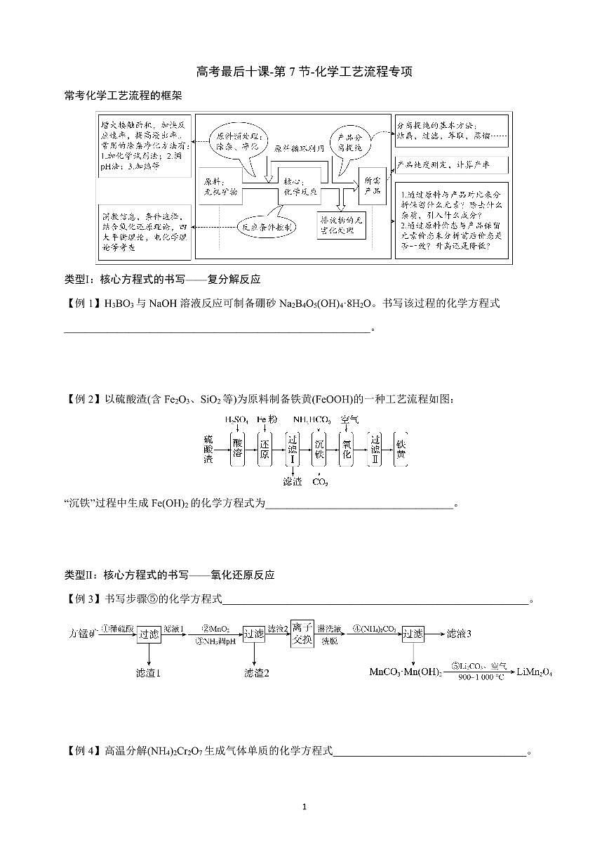 【20250517】最后十课第七课:化学工艺流程专项第1页