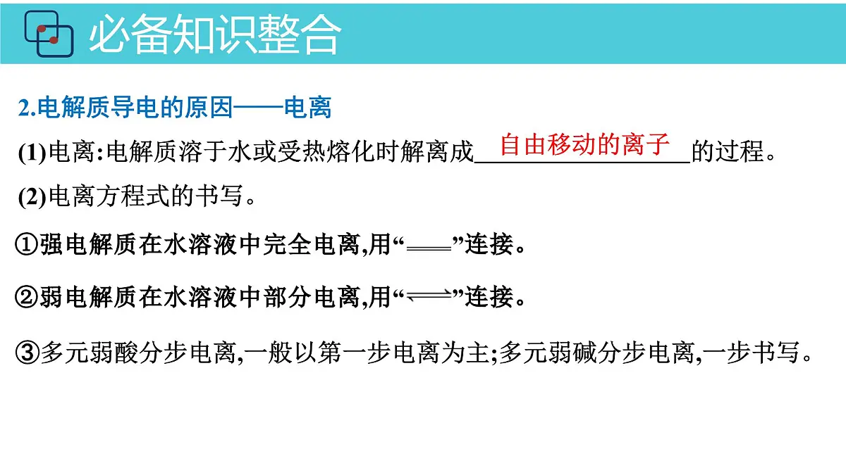 2026年人教版高考化学一轮复习课件 第2章 第2讲 电解质的电离 离子反应第6页
