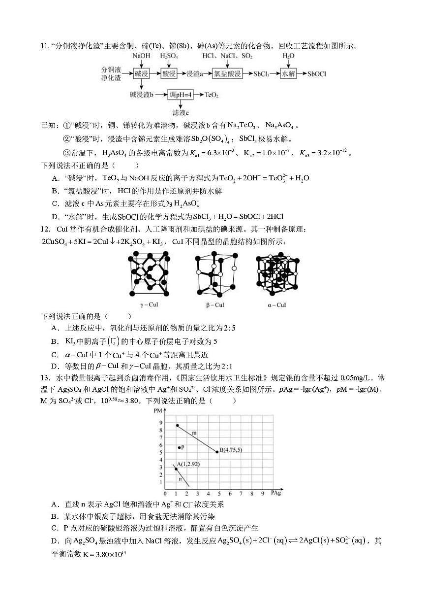 湖南长郡中学2025年高三下学期保温卷(二)化学试题(含答案)第2页
