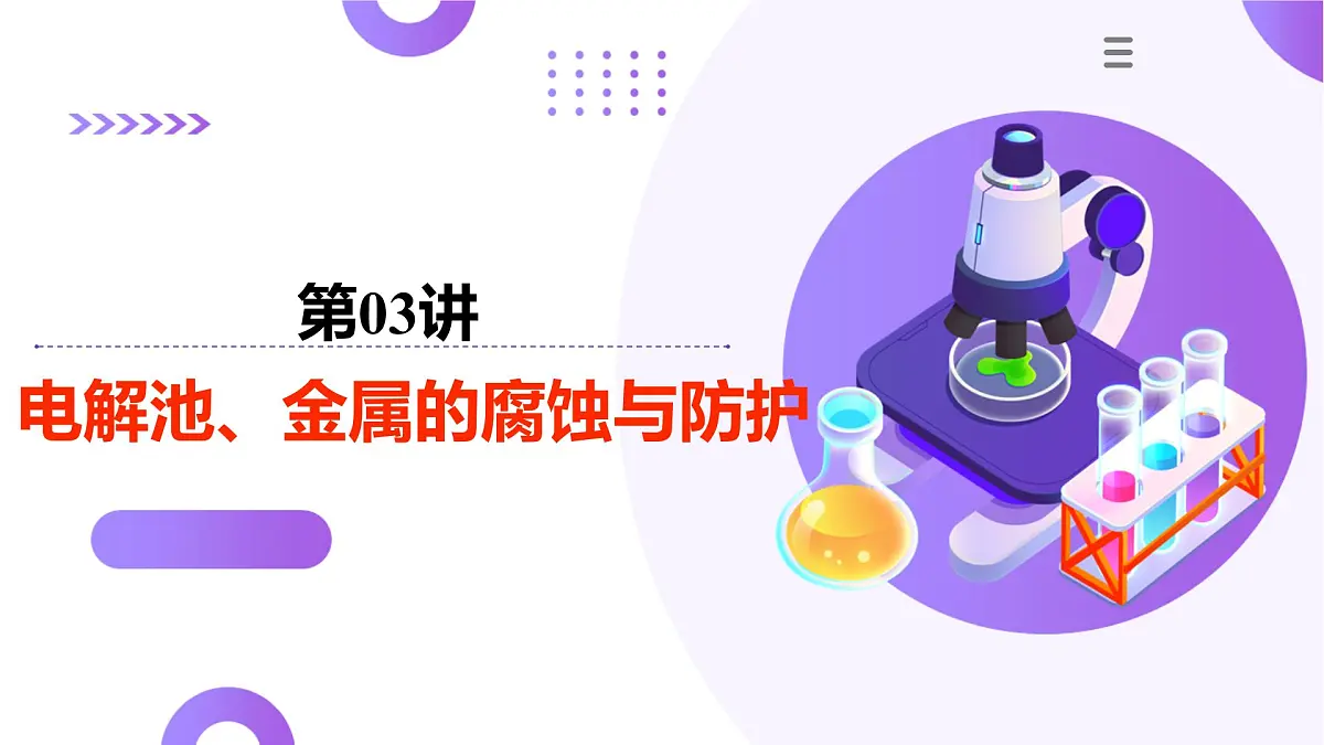 2025年高考化学二轮复习课件 第03讲 电解池、金属的腐蚀与防护第1页