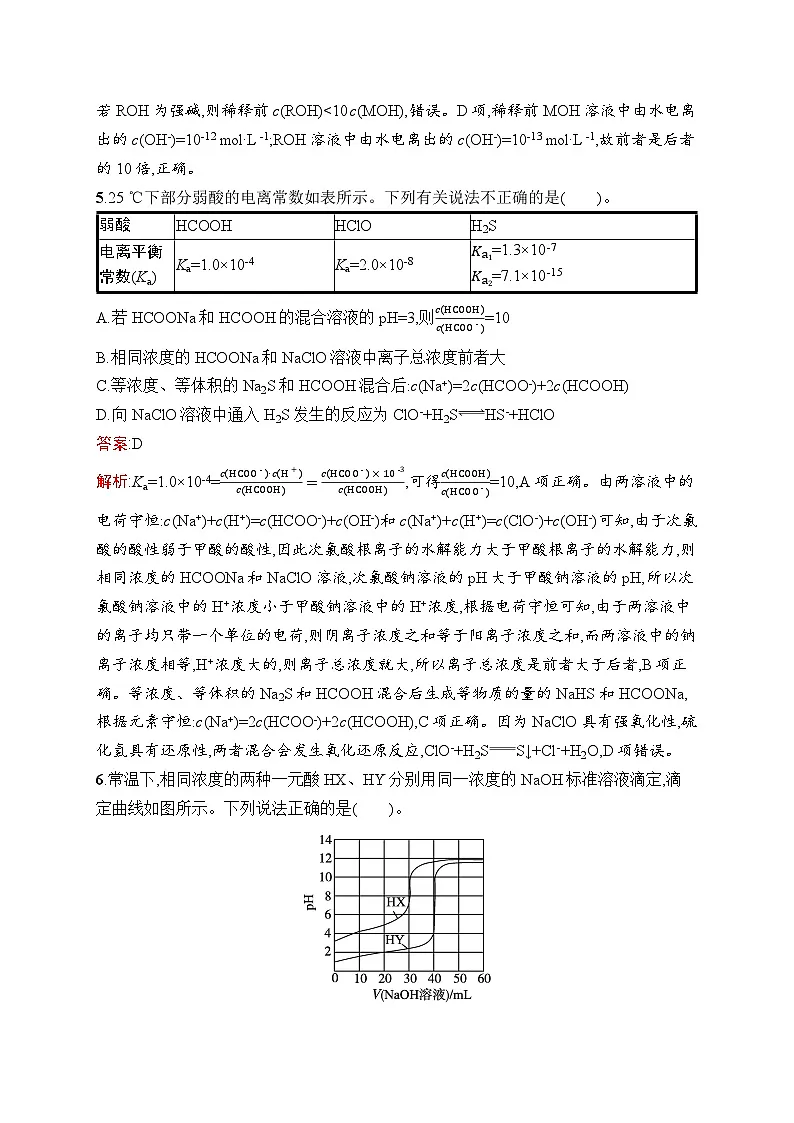 2026届高三化学一轮复习课后习题考点规范练21电离平衡(Word版附解析)第3页