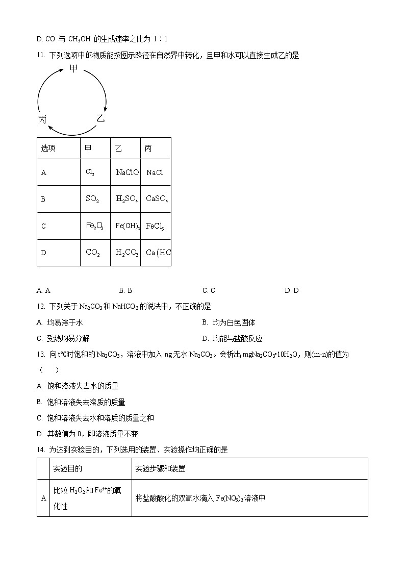 湖南省怀化市沅陵县第一中学2023-2024学年高一下学期期末考试化学试题(原卷版)第3页